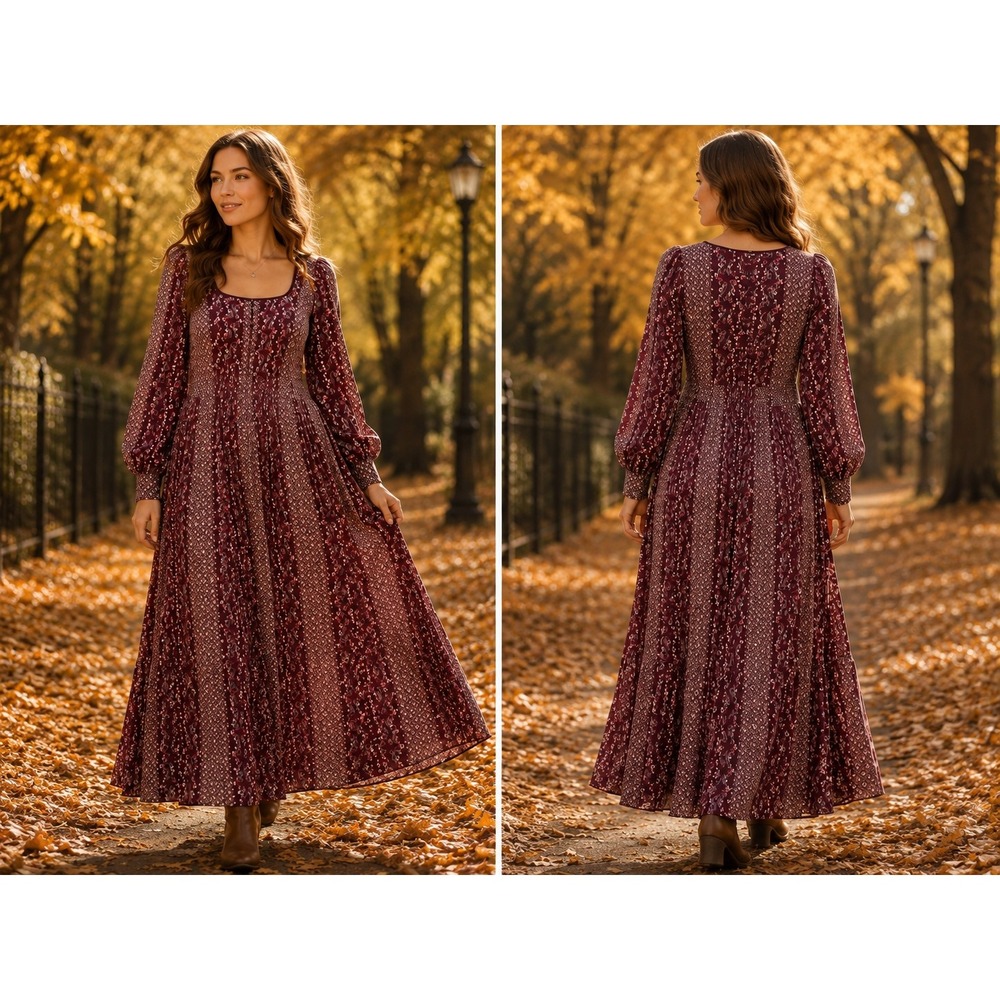 Gal Meets Glam Burgundy Floral Geometric Maxi Dress Square Neck Pockets Size 4